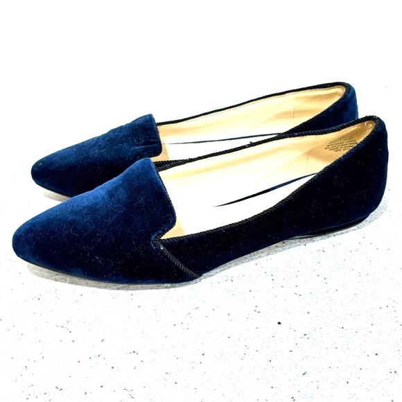 Nine West dark navy blue velvet slip on shoes US 9M smoking slippers casual chic - Picture 3 of 10